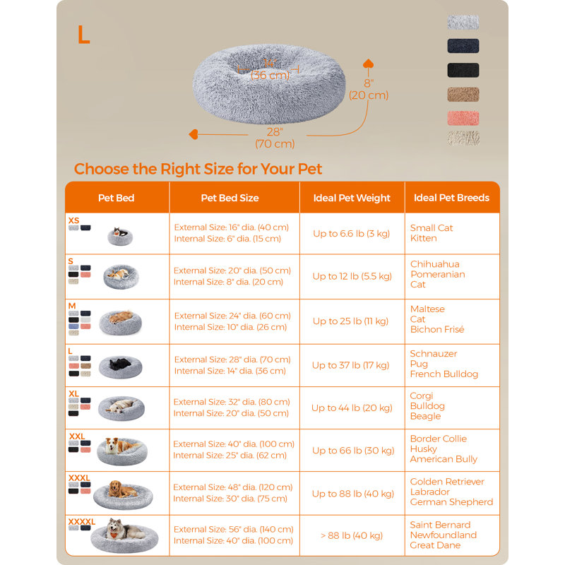 70x70x20cm Cotton Pet Bed, Light Grey