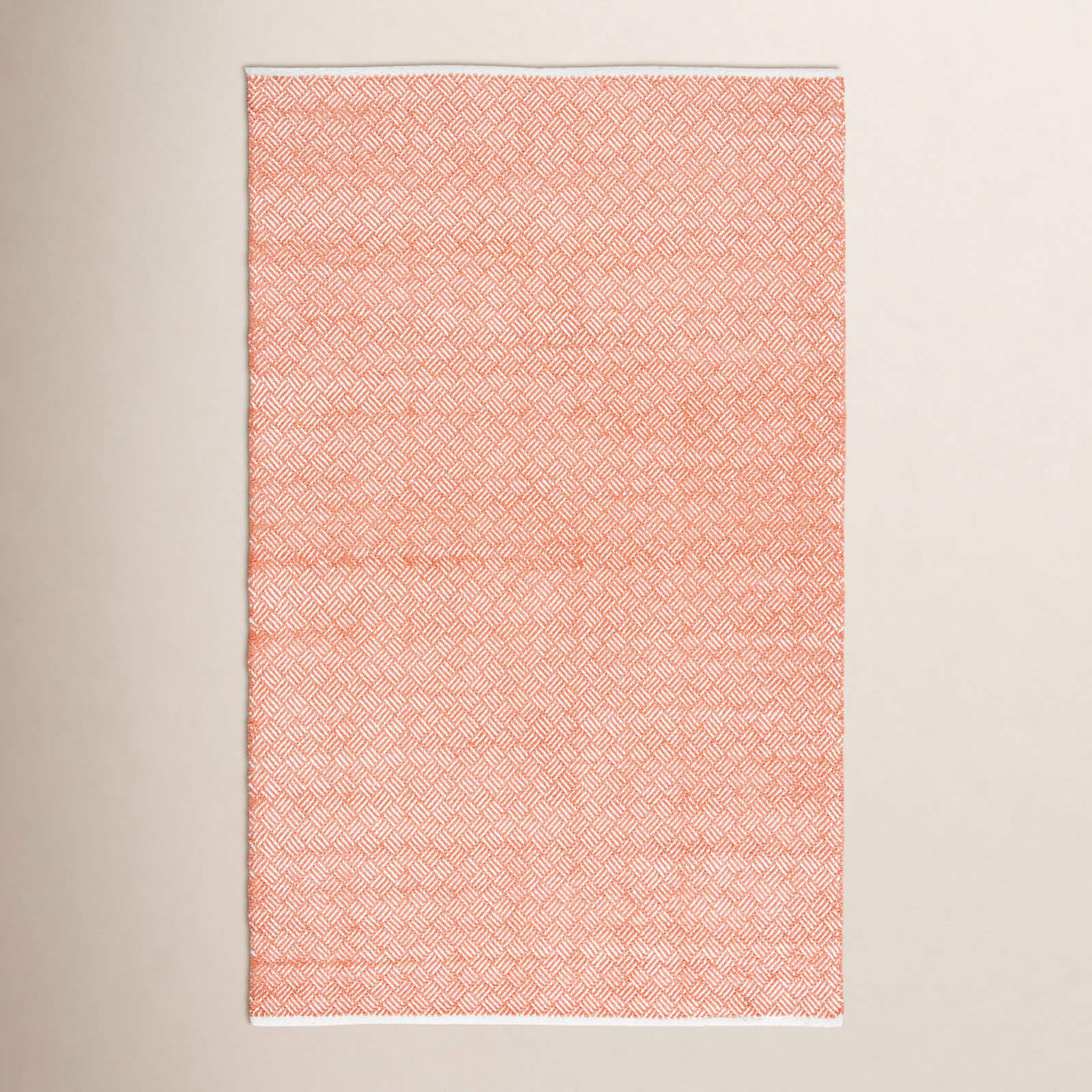 Evansdale Orange Hand-Woven Geometric Cotton Rug, Rectangle 6' x 9'