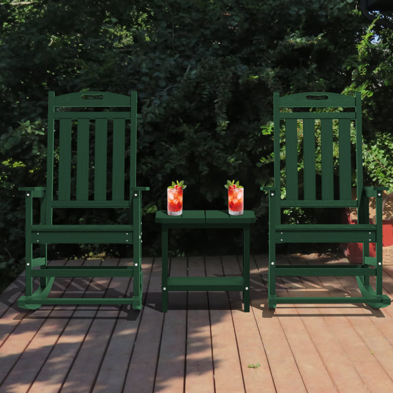 Ensemble de 2 chaises berçantes d'extérieur Hdpe, Vert foncé