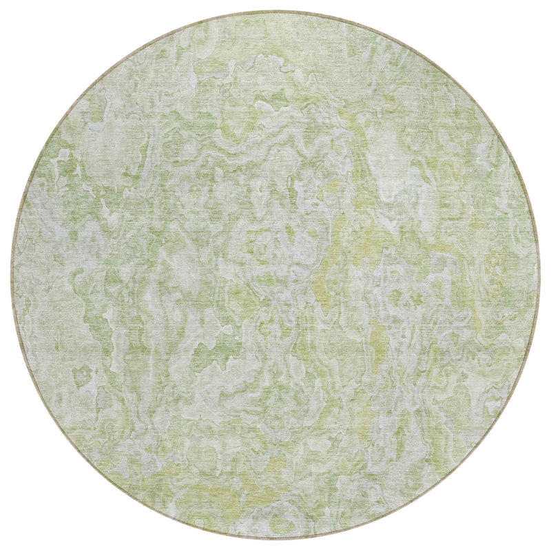 Malchow Washable Abstract Indoor / Outdoor Rug, Round 8'