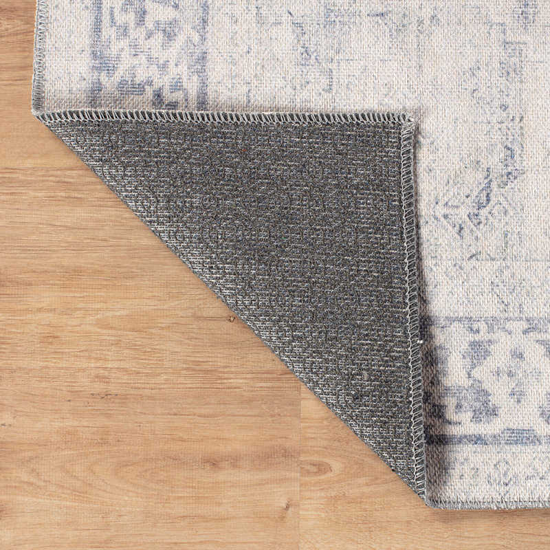 Calista Blue Medallion Area Rug – Traditional Machine Washable Design With Non-Slip Backing, Rectangle 4' x 6', Blue