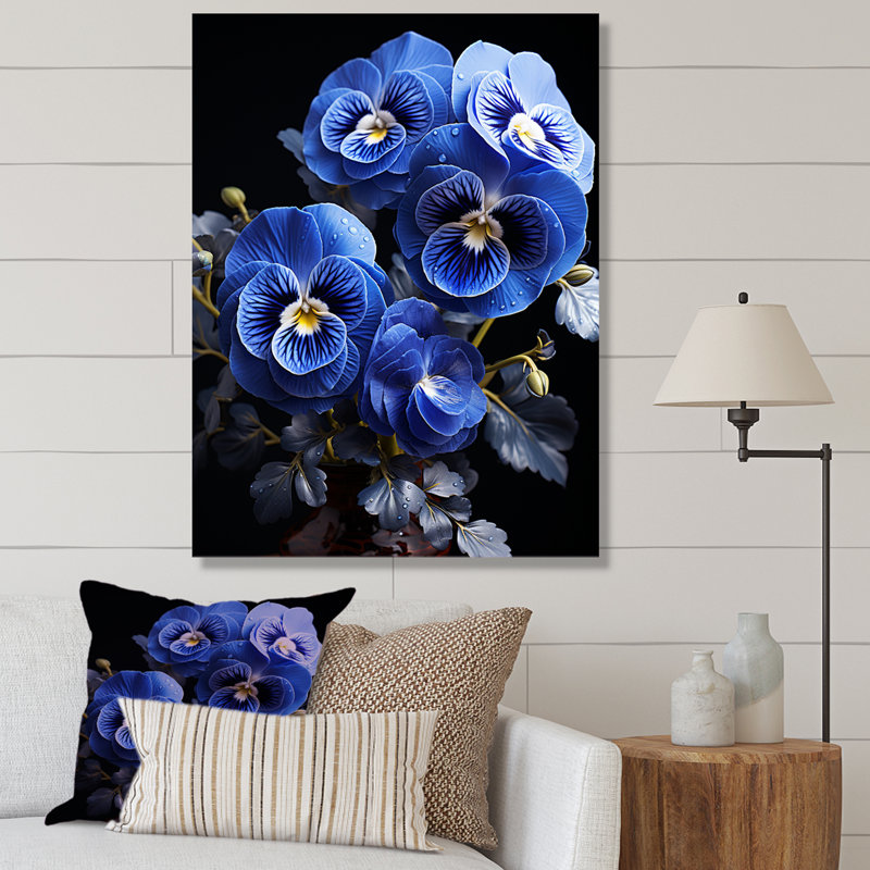 Minuit Indigo Pansy Wonders II, H 20 po x l 12 po x P 1 po, Toile tendue