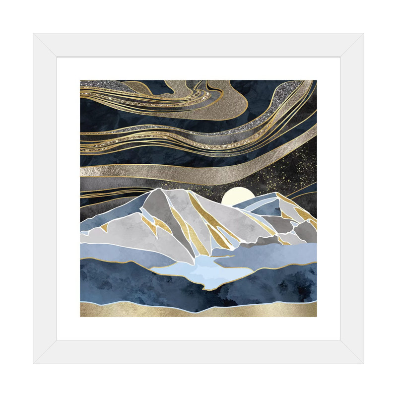 Ciel métallique - impression d'art graphique, H 16 po x l 16 po x P 1 po, Papier encadré blanc, Blanc