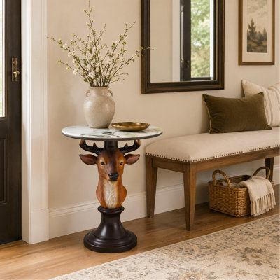 Table d'appoint avec tête de cerf et table d'appoint