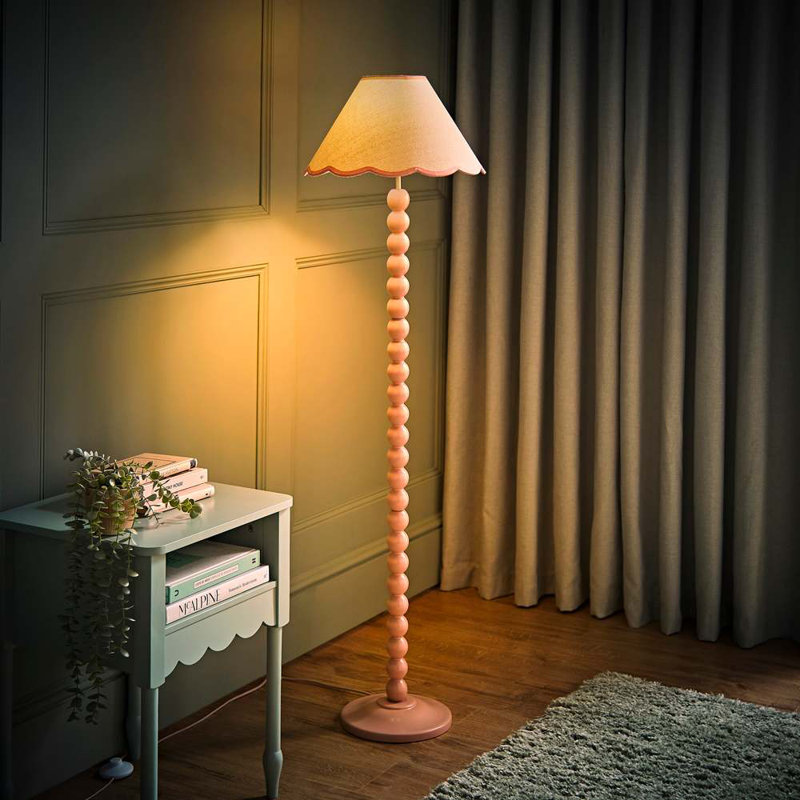 Bobbles 144cm Traditional Floor Lamp, Painted Rose, White/Pink
