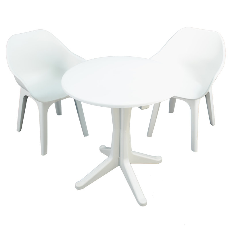 Rayville Bistro Table with 2  Chairs Garden Set, White