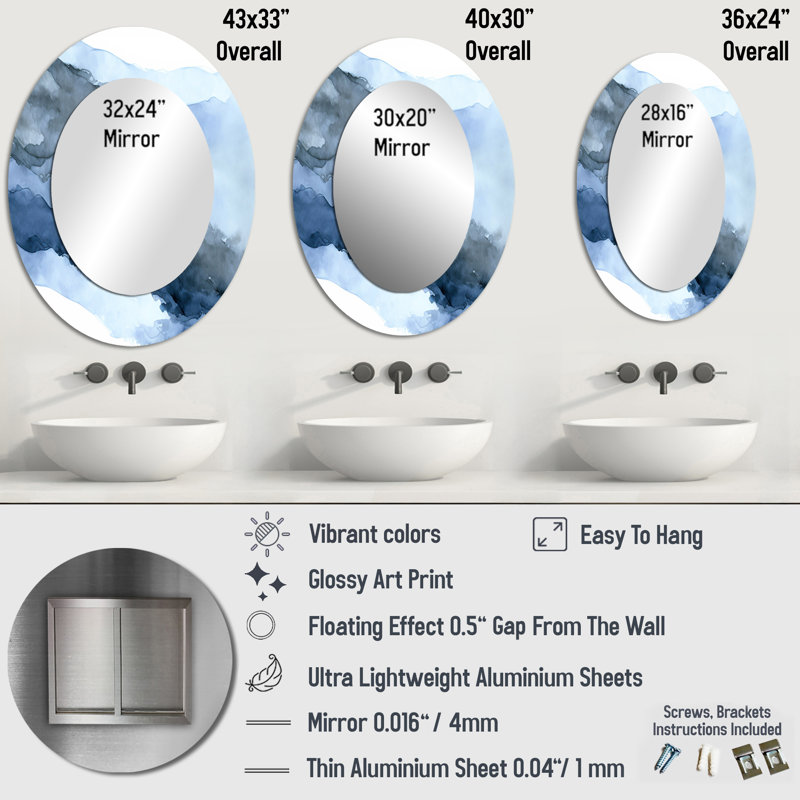 Miroir mural Sapphire, 40 po x 30 po