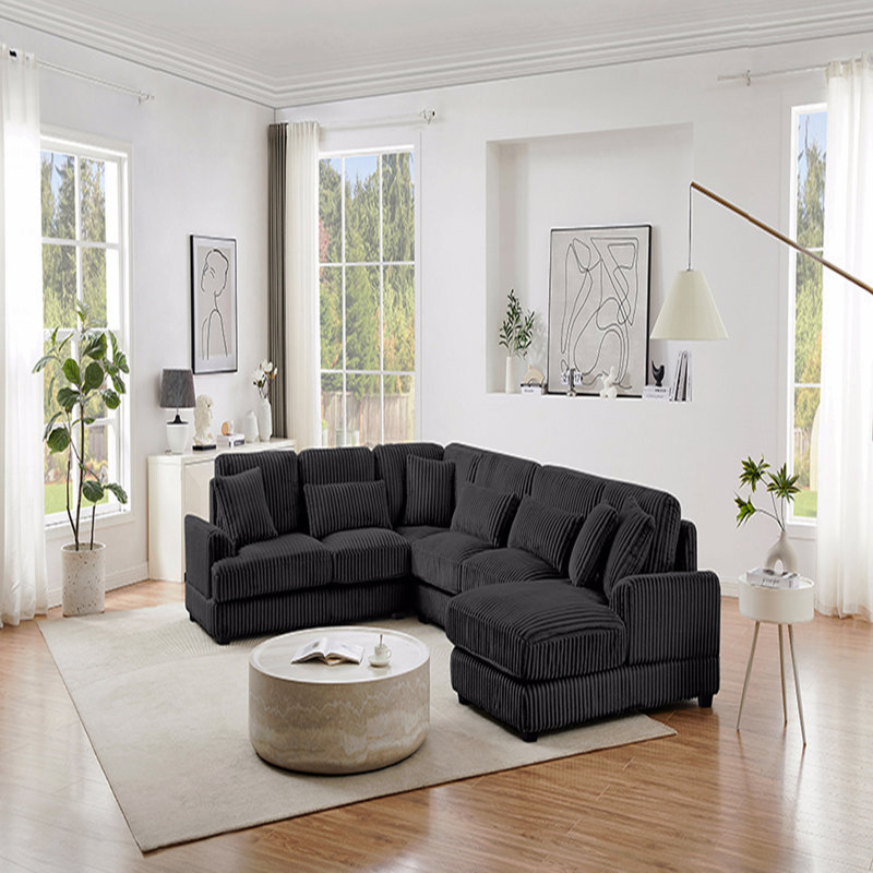 Canapé modulaire Basic, Velours côtelé noir