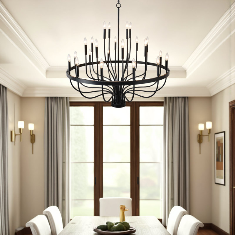 Lustre industriel 24 lumières pour maison de campagne et décor moderne