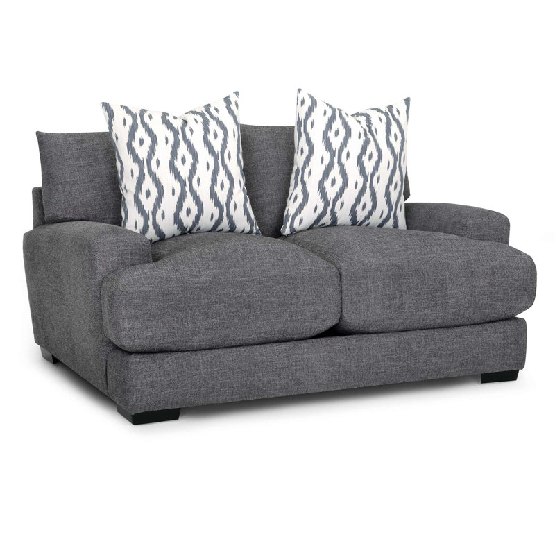 Causeuse avec coussins réversibles 67 po Avianne, Gris graphite 100 % polyester, Blanc cassé