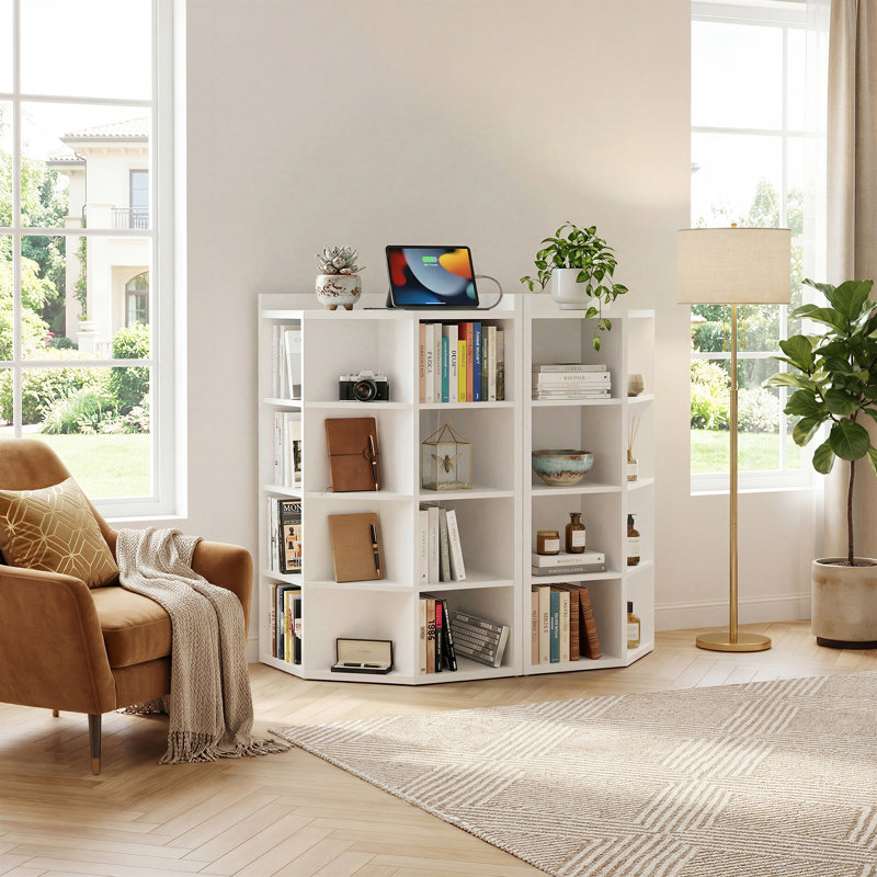 Bibliothèque moderne, bibliothèque de rangement, H 43,9 po, Blanc