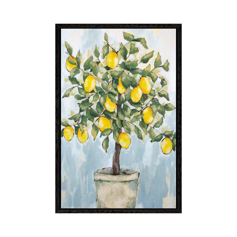 Lovely Lemons by Jennifer Holden - Painting on Canvas, 66.04cm H x 45.72cm W x 3.81cm D, Black Framed