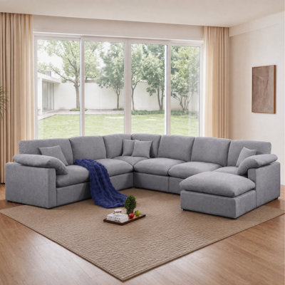 Canapé modulaire en U surdimensionné avec repose-pieds Chenille