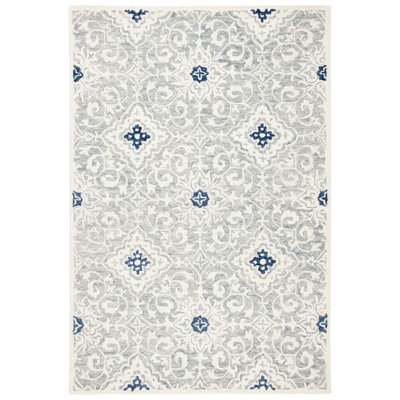 Tapis damassé en laine et en coton touffeté à la main Roslyn