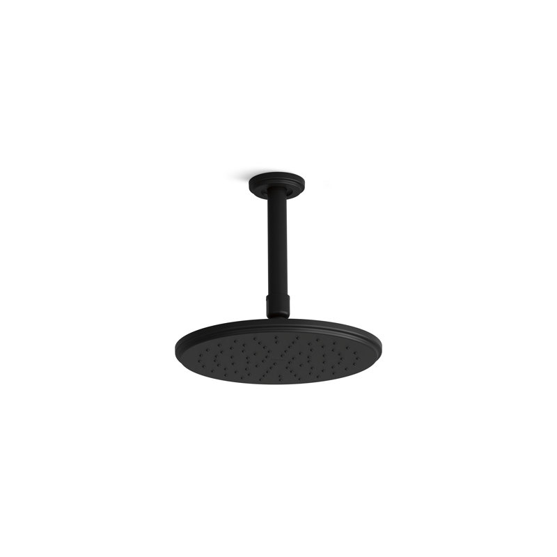 Foundations Air-Induction Small Contemporary Rain Showerhead, Matte Black, 2.5 GPM