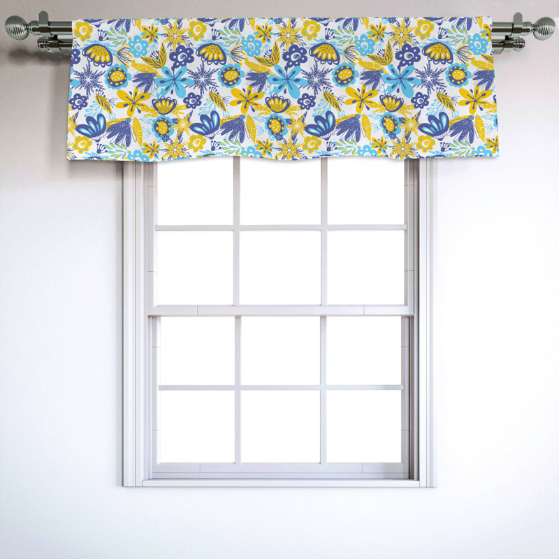 Sateen Floral Ruffled Window Valance