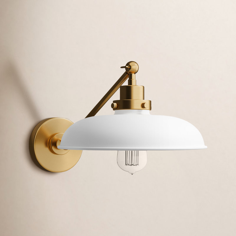 Wellfleet 1 - Light Armed Sconce, Burnished Brass, Matte White