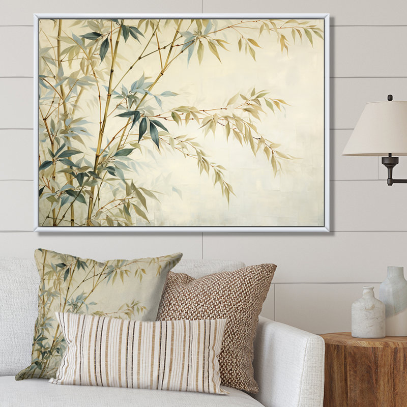 Minimalisme bambou sur toile, H 12 po x l 20 po x P 1 po, Cadre naturel flottant