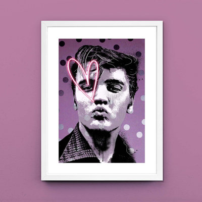Elvis Neon Heart - Print on Canvas