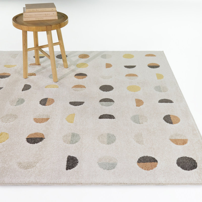 Waning Copper/Yellow Geometric Dots Area Rug, Copper/Yellow, 7'10" x 10'