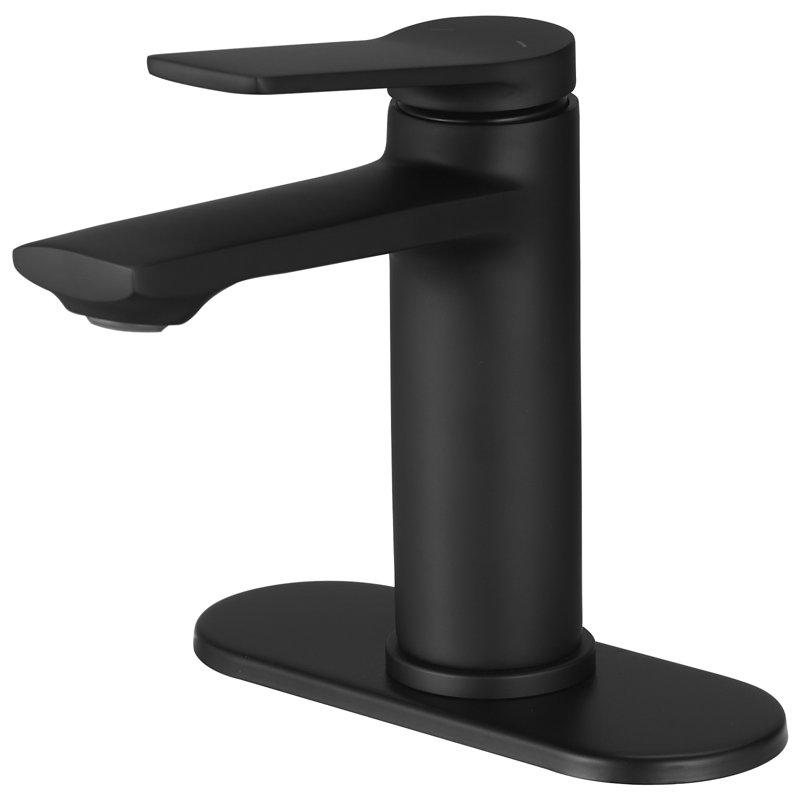 Robinet de salle de bain monocorps et monocommande avec bonde escamotable, Noir mat
