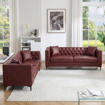 Canapé à accoudoirs carrés rembourrés de 83,5 po de largeur avec coussins décoratifs