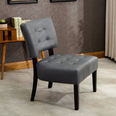 Fauteuil d'appoint basique capitonné en cuir mélangé avec sièges surdimensionnés