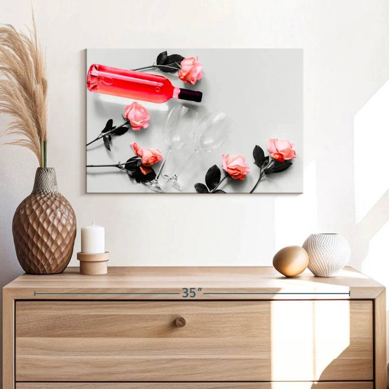 Yarlin Roses And Wine, 16" H x 24" W