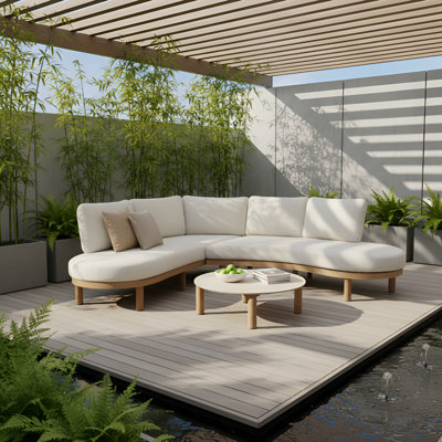 Monterra 2 Piece Outdoor Patio Conversation Set 4-6 Person Sofa With Cushions and Coffee Table