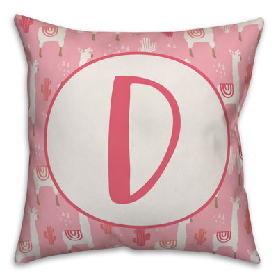 Monogram Lllama Pattern - V Throw Pillow