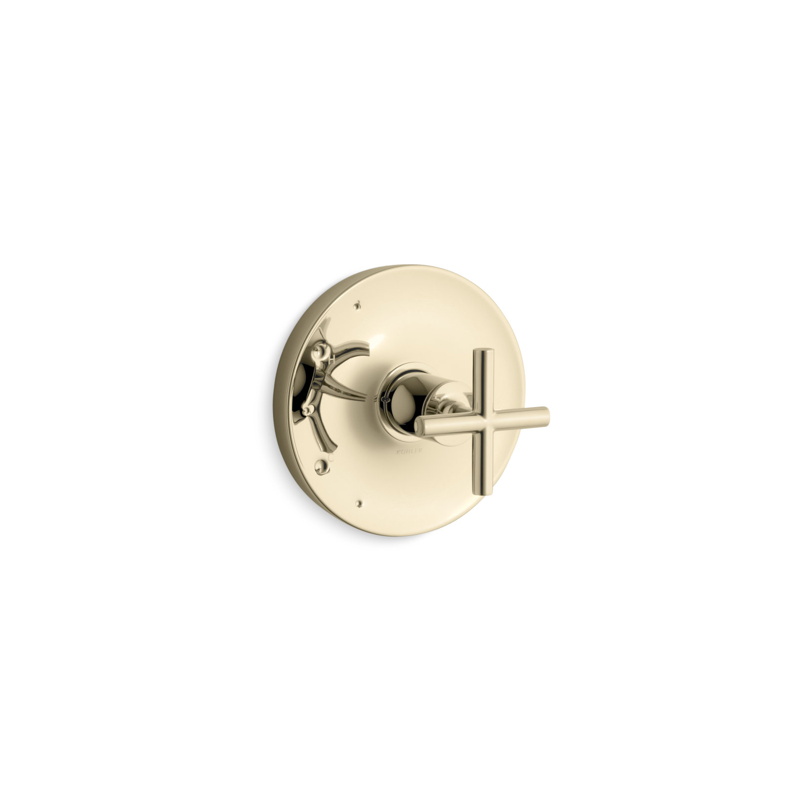 Purist Kohler Rite-Temp Valve Trim with Cross Handle, Vibrant French Gold