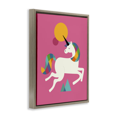 «Minimal Unicorn & Nature», art mural encadré sur toile flottante, design par Andy Westface