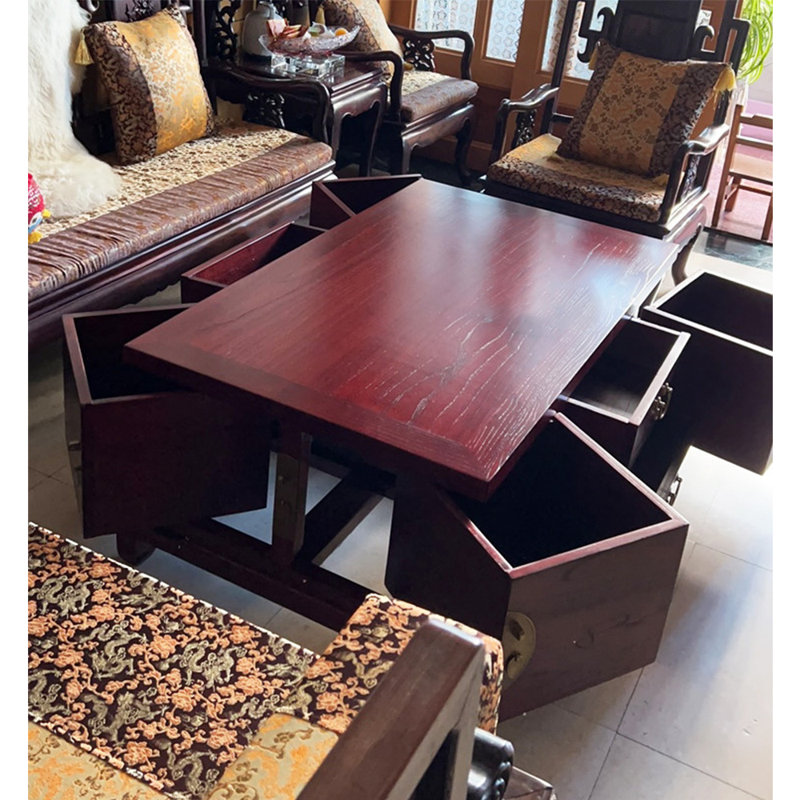 Nouvelle table basse de style minimaliste chinois, Rouge, Rouge