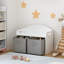 Boîte à jouets / banc en bois pour enfants avec tiroirs en tissu pliables, organisateur d'armoire de rangement pour jouets, blanc 