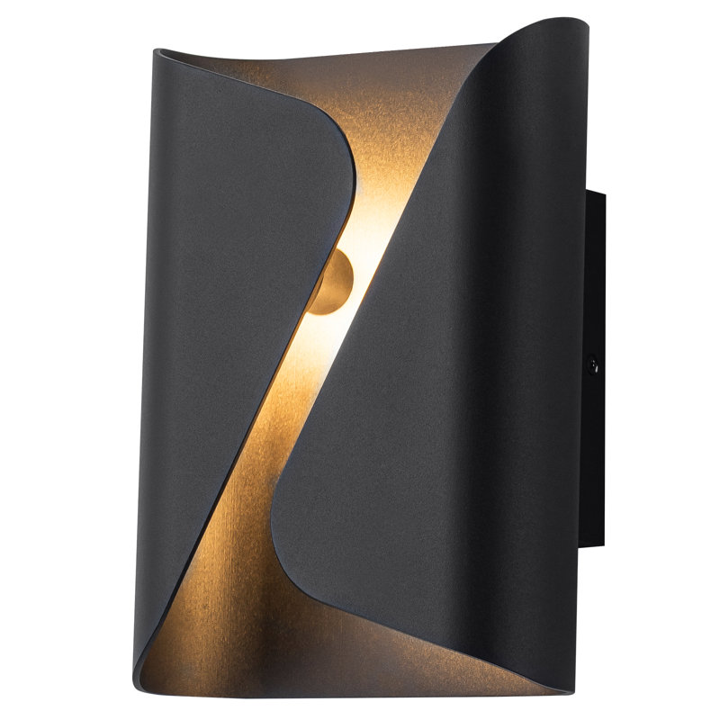 Applique murale noire d'intérieur et d'extérieur à DEL noire, luminaire étanche IP54 noir mat pour le garage de l'entrée de la véranda, conception de sac à main moderne à intensité variable de 10 W, 6,3 po de largeur