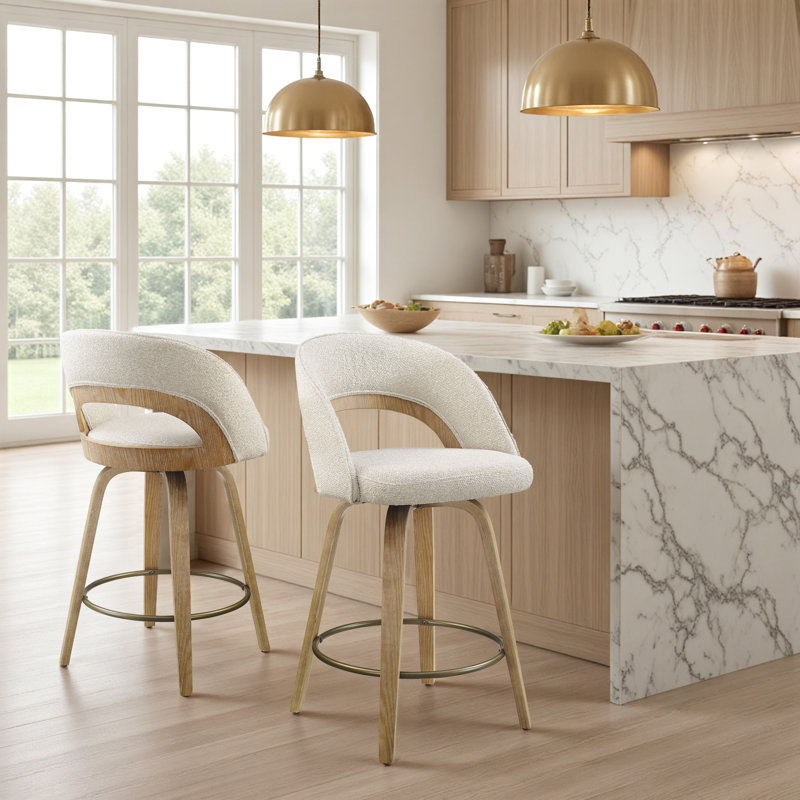 Upholstered Swivel Dining Bar Stools, Gray
