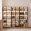 Bibliothèque l 94,5 po avec portes en verre et lumières à DEL, cabine de présentation avec tablettes à 5 niveaux-333203003-332828586