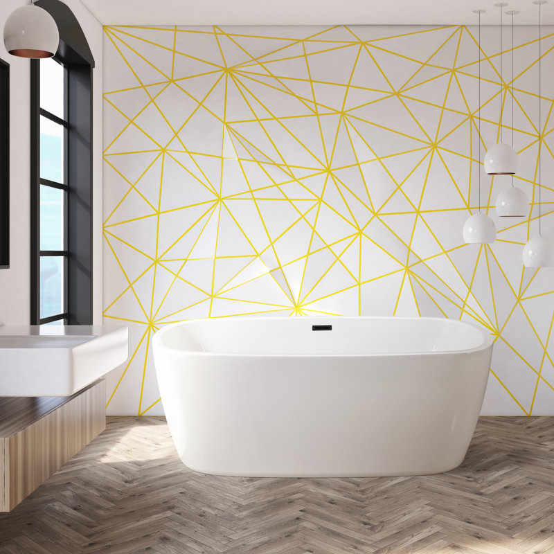 1501.1mm x 718.8mm Soaking Acrylic Bathtub, Matte Black