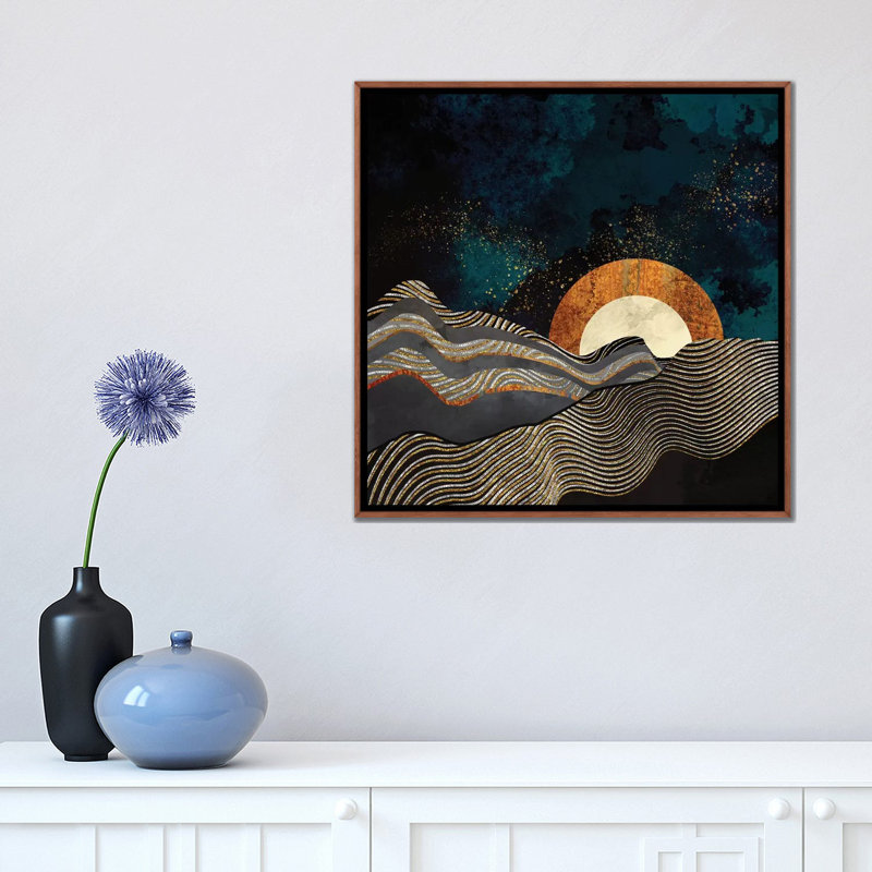 Or et champs argentés - impression d'art graphique, Pas de tapis, 18" H x 18" W x 1.5" D