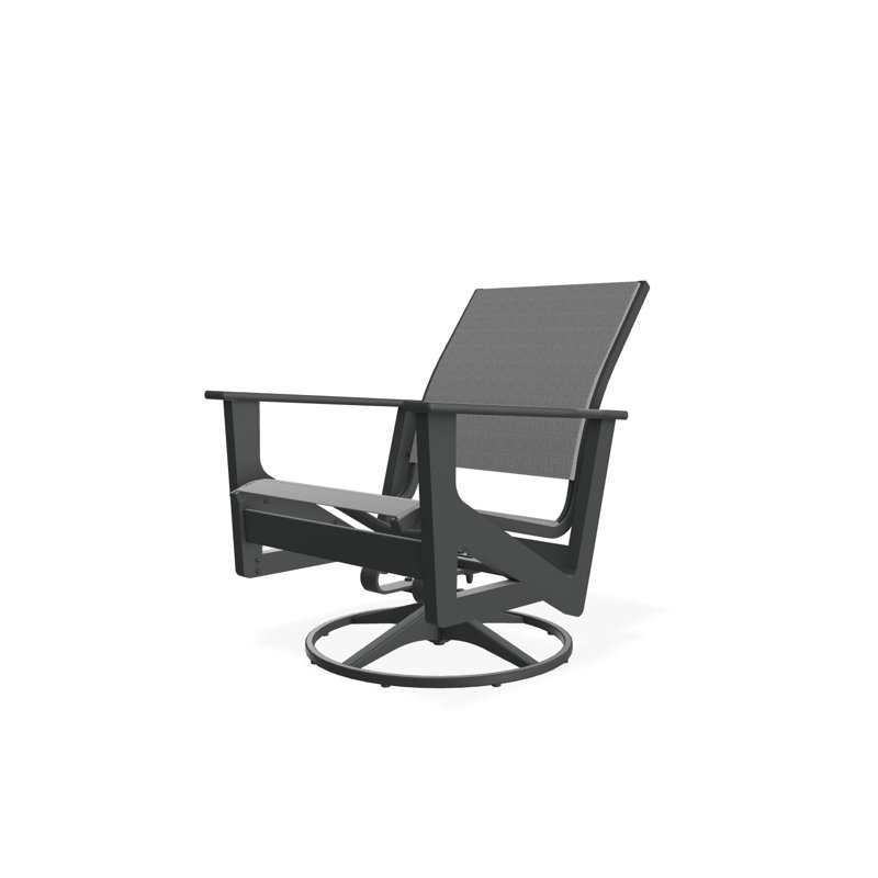 Wexler Swivel Outdoor Lounge Chair, Graphite, Augustine Pewter