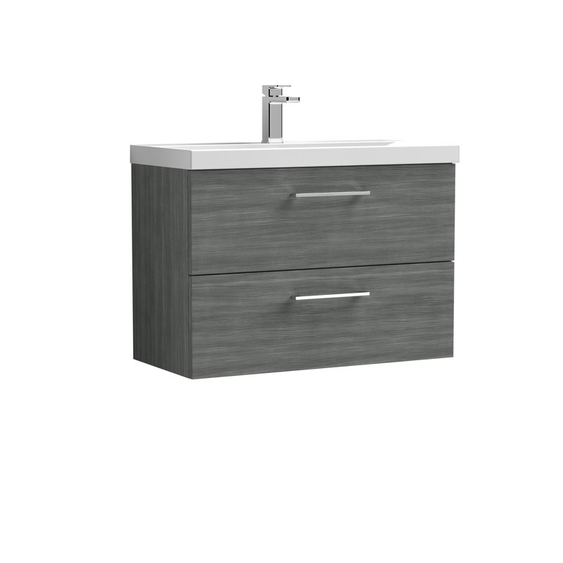 Arno 810mm Single Bathroom Vanity with Integrated Vitreous China Basin, Anthracite Woodgrain