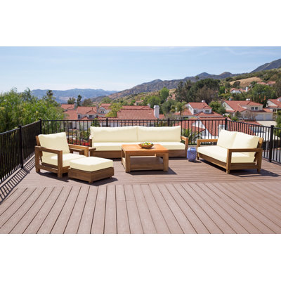 Crelake Teak 7 - Person Patio Conversation Set with Cushions