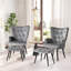 Fauteuil à oreilles et repose-pieds capitonnés-1653288150