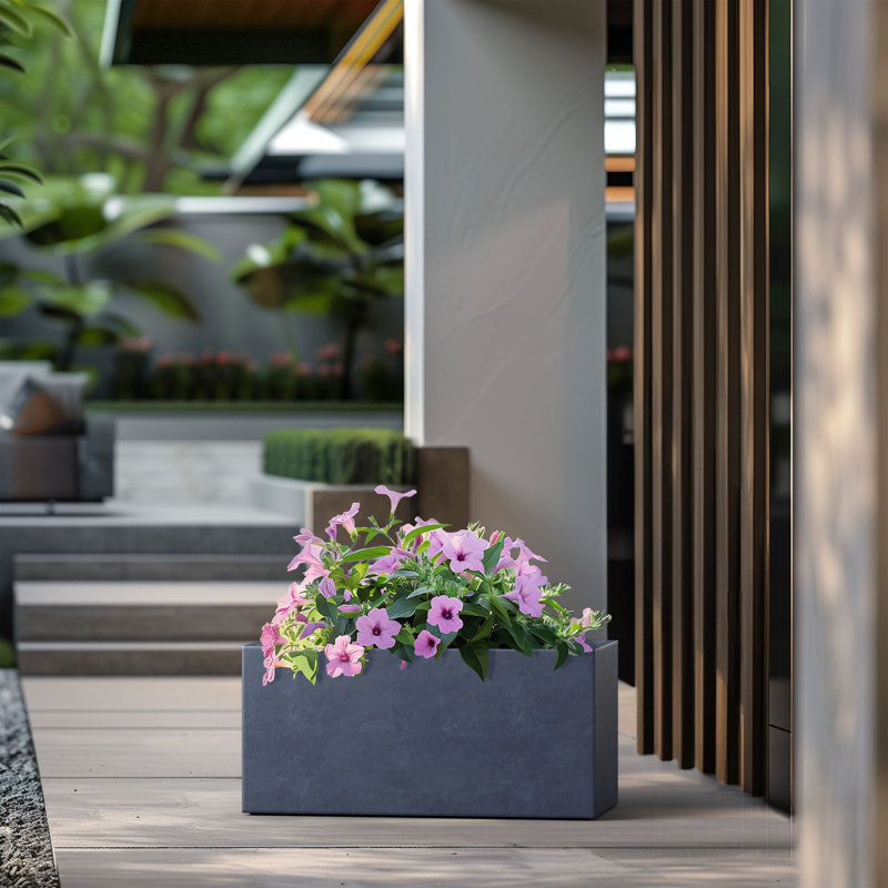 Lapria Handmade Planter Box, 16" H x 31.5" W x 13" D, Granite Gray