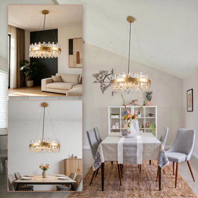 Lustre moderne en forme de goutte de cristal de luxe moderne à 12 lumières pour îlot de cuisine sans ampoules incluses