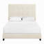 Grand lit plateforme tapissier capitonné beige