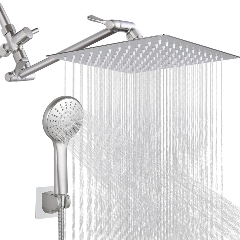 Dual Shower Heads with Handheld Spray Combo, 10 Inch Rainfall Shower Head, Brushed Nickel