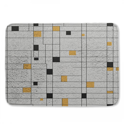Tapis de bain blanc, blanc et jaune