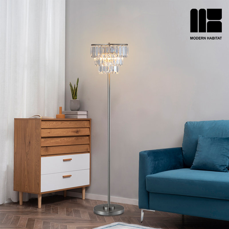 Marilen 61 " Traditional Floor Lamp, Clear, Brushed Nickel