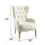 Chaise d'appoint rembourrée Lippa en tissu blanc cassé avec pieds en acier inoxydable doré, rembourrage en mousse et structure en bois robuste-348570801